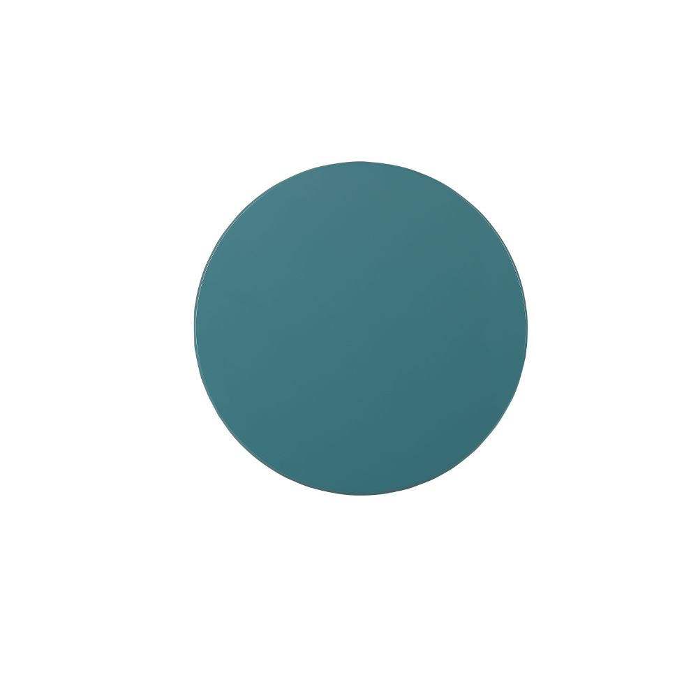 24" Teal Blue Solid Wood Round End Table With Shelf-3
