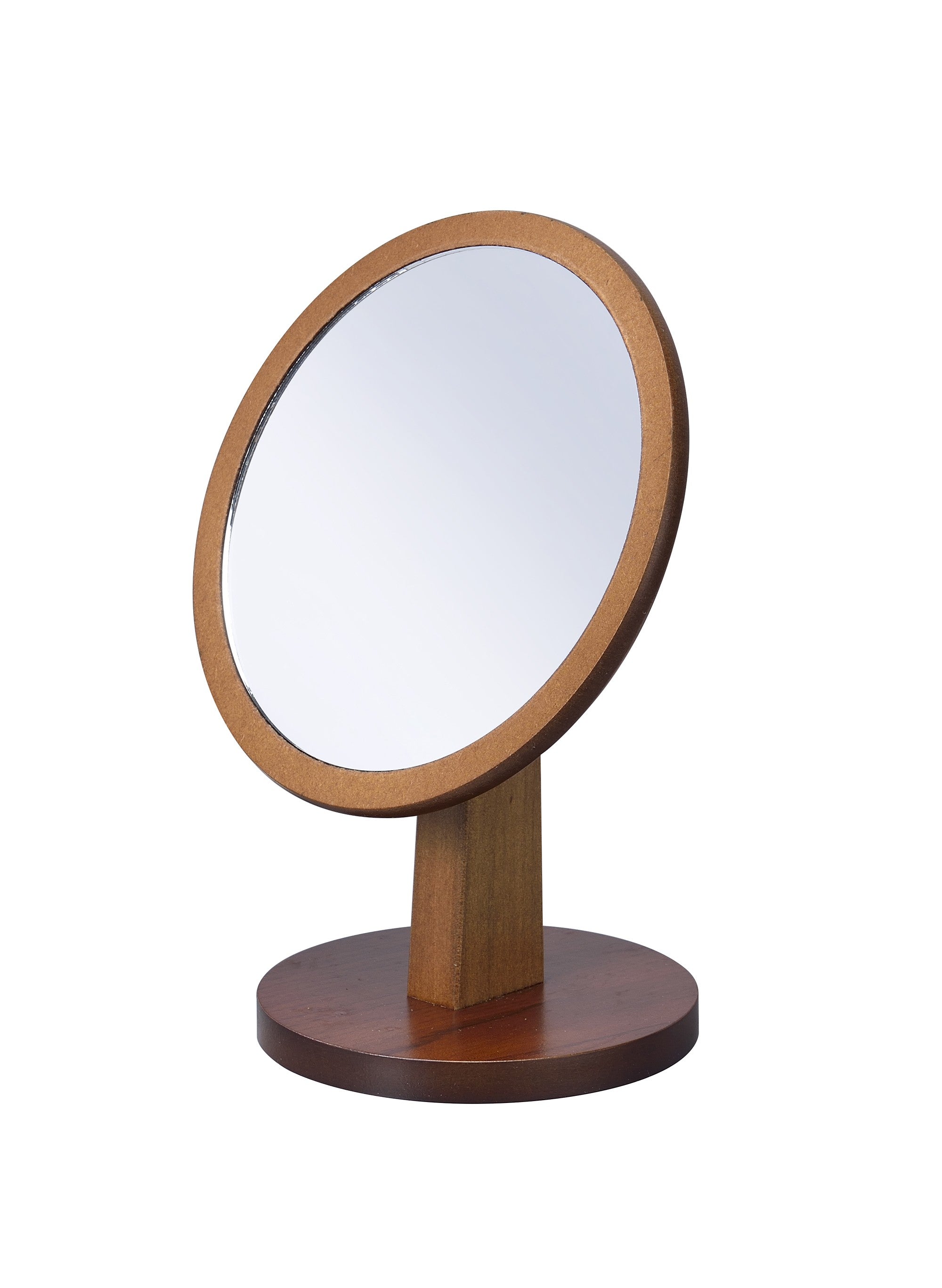 10" Brown Round Framed Makeup Shaving Tabletop Mirror-0