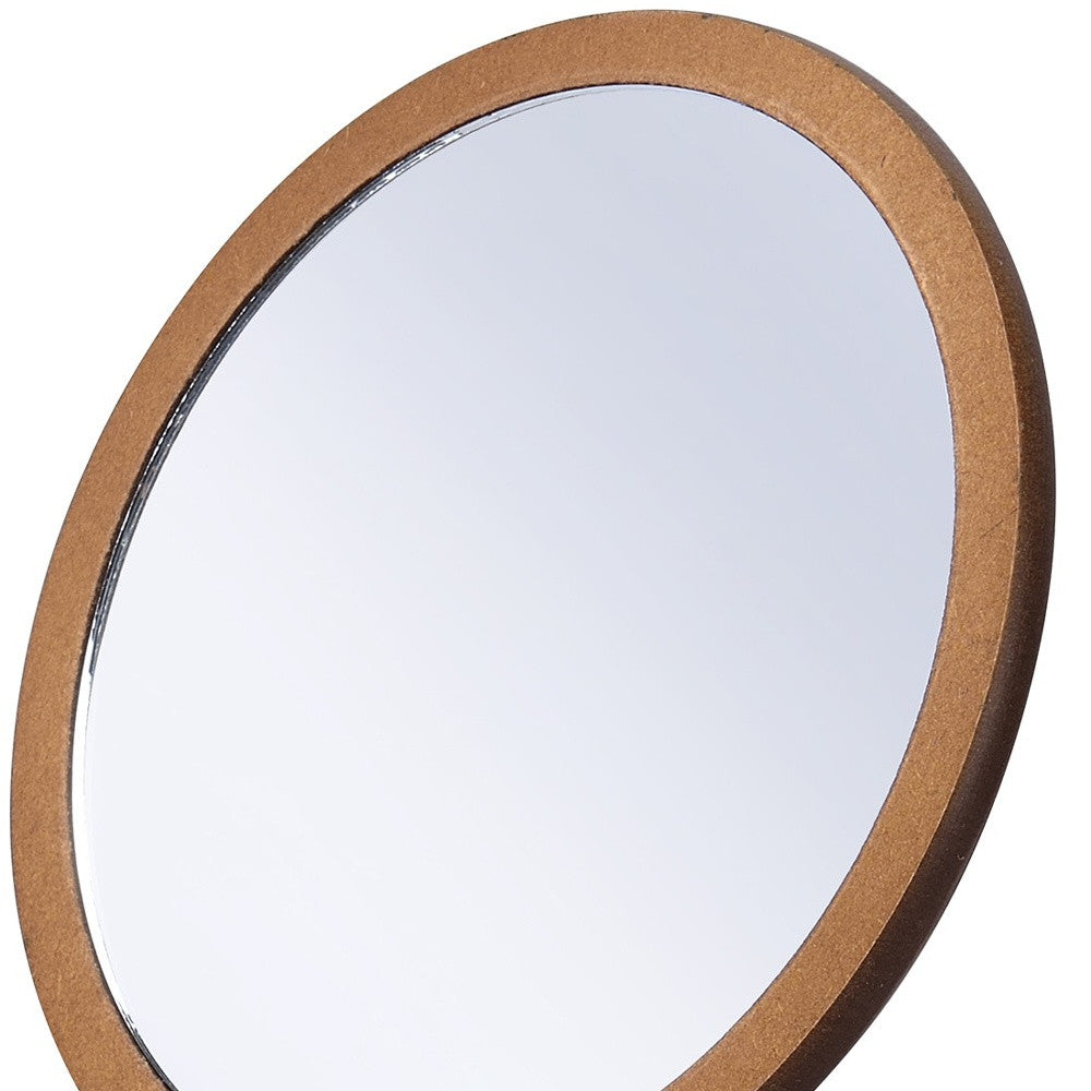 10" Brown Round Framed Makeup Shaving Tabletop Mirror-3