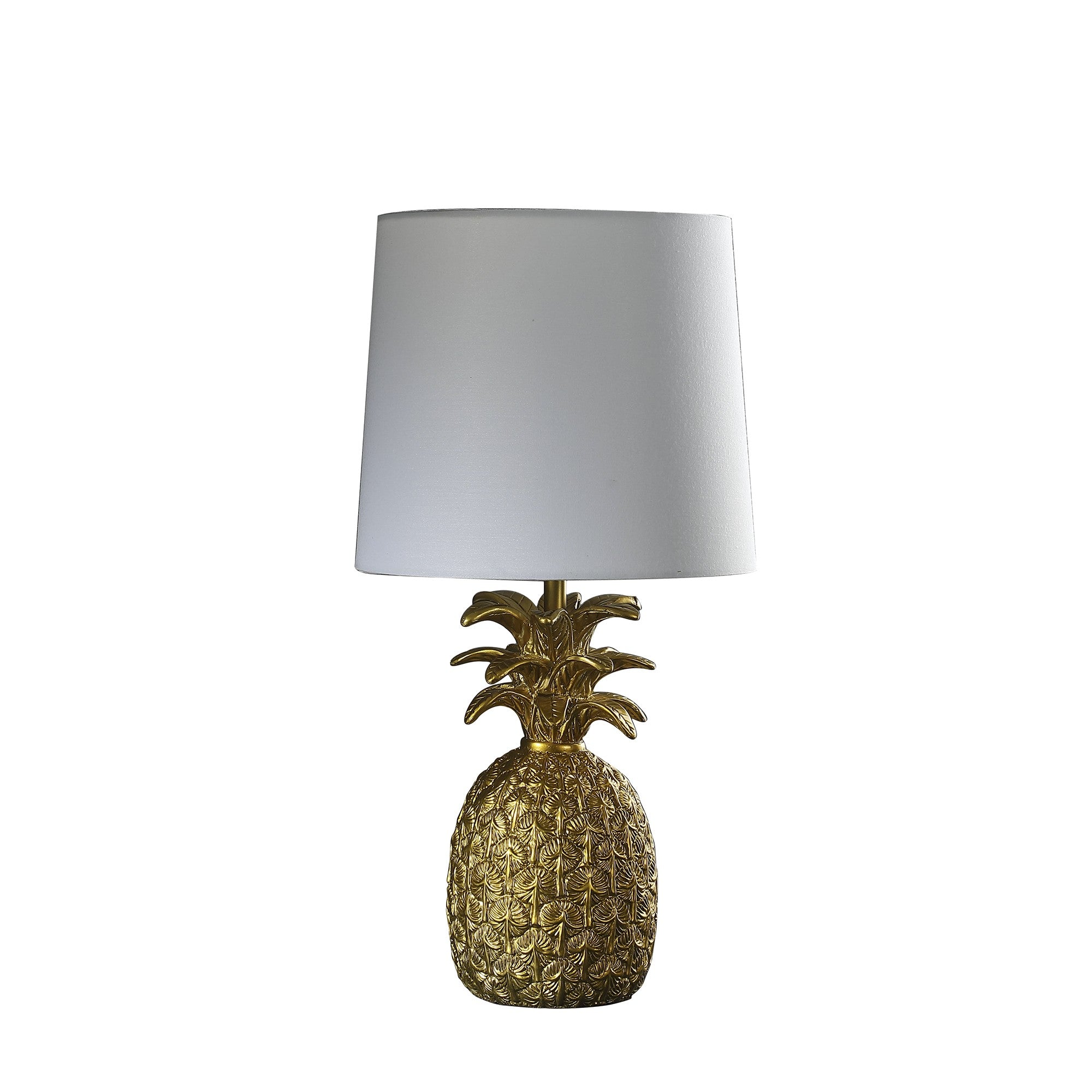 17" Gold Pineapple Table Lamp With White Empire Shade-1