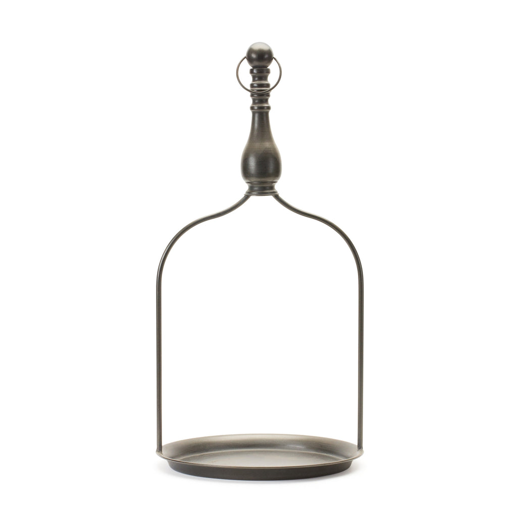 24" Brown Distressed Iron Tabletop Dish Candle Holder