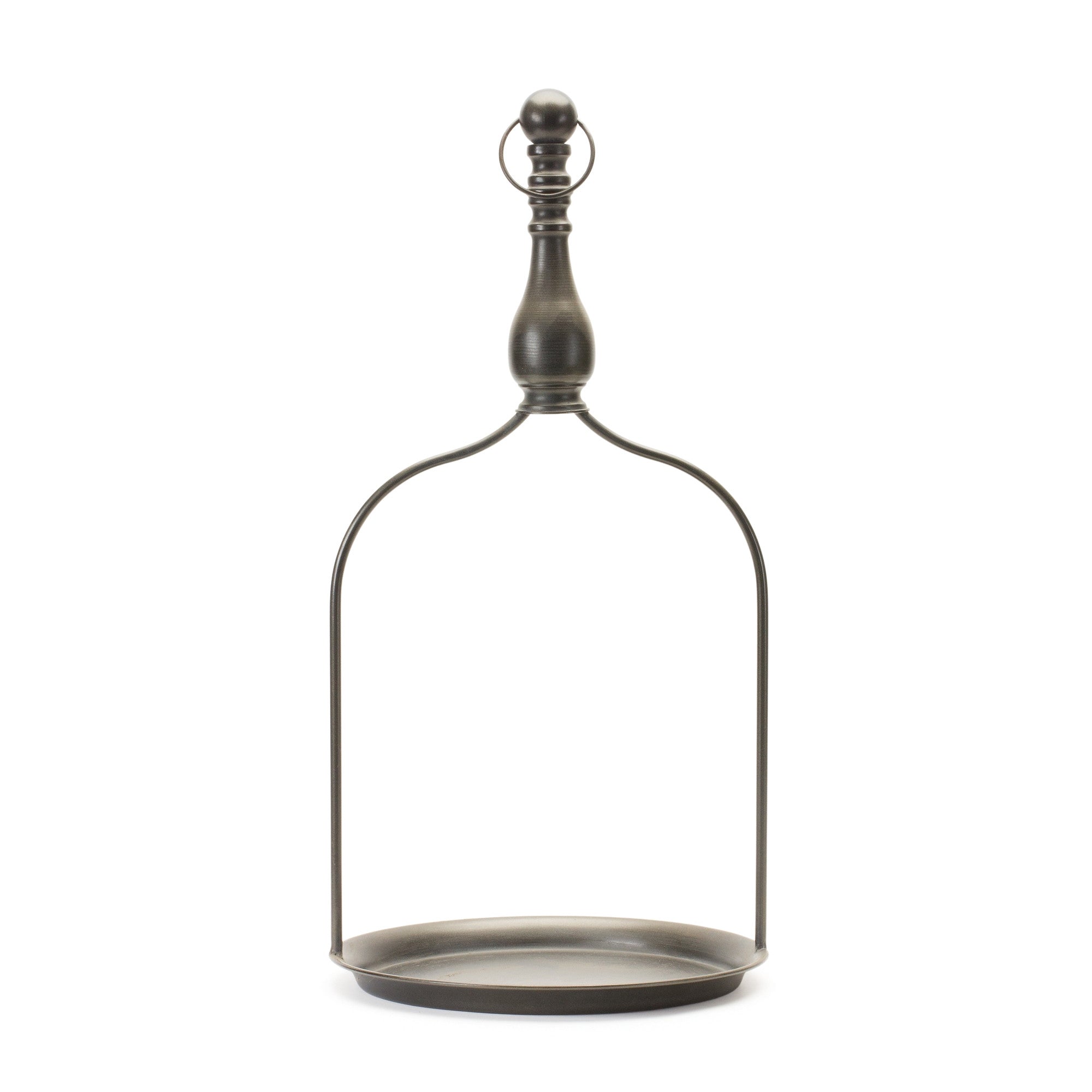 24" Brown Distressed Iron Tabletop Dish Candle Holder