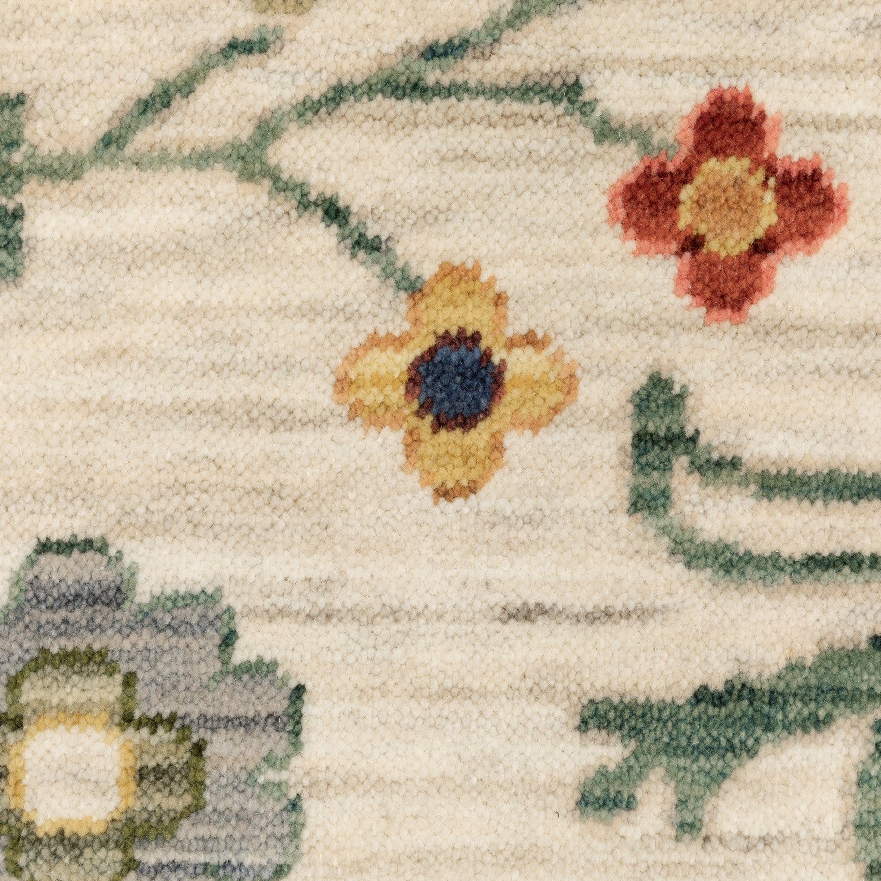 2' X 3' Ivory Red And Blue Oriental Area Rug With Fringe-8