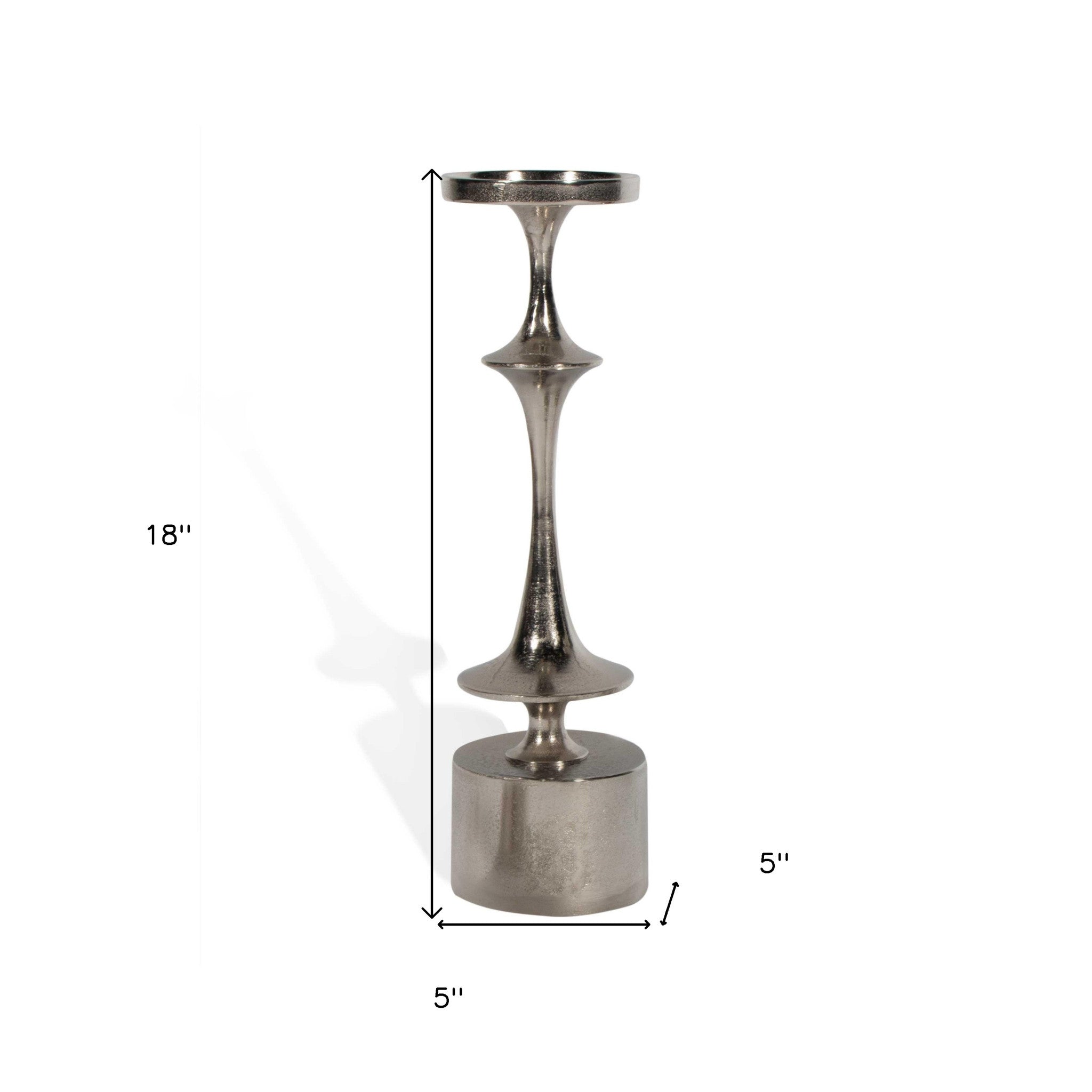 18" Silver Distressed Geometric Metal Tabletop Candle Holder-6