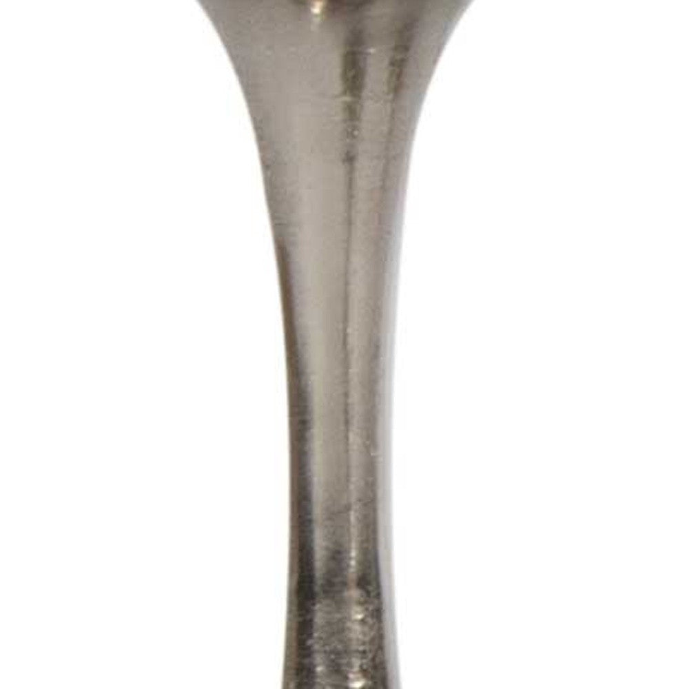 18" Silver Distressed Geometric Metal Tabletop Candle Holder-2