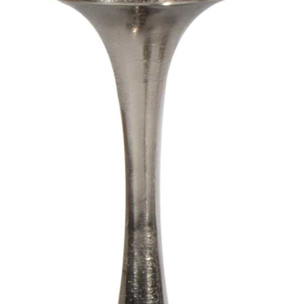18" Silver Distressed Geometric Metal Tabletop Candle Holder-3