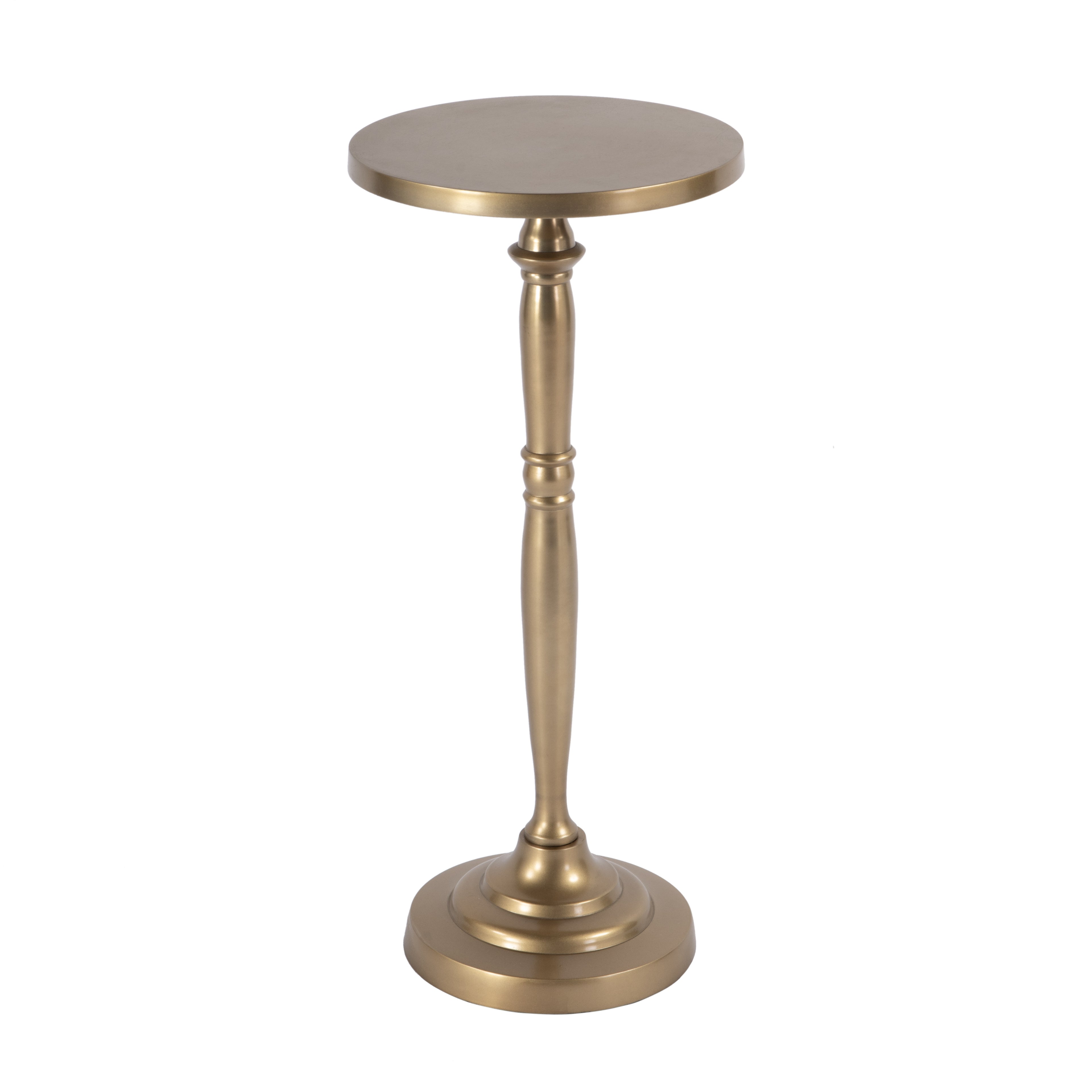 22" Gold Distressed Aluminum Round Pedestal End Table