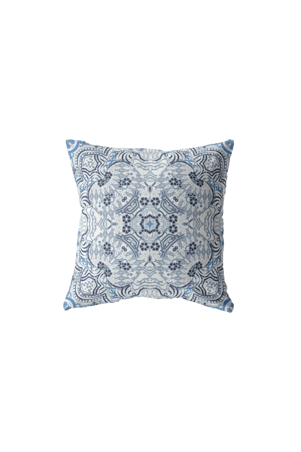 18” Light Blue Boho Ornate Zippered Suede Throw Pillow