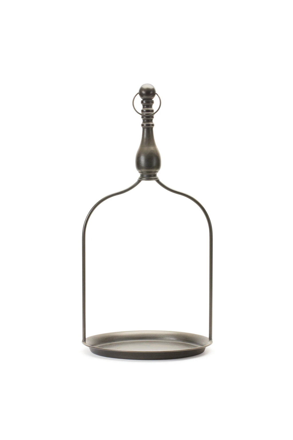 24" Brown Distressed Iron Tabletop Dish Candle Holder