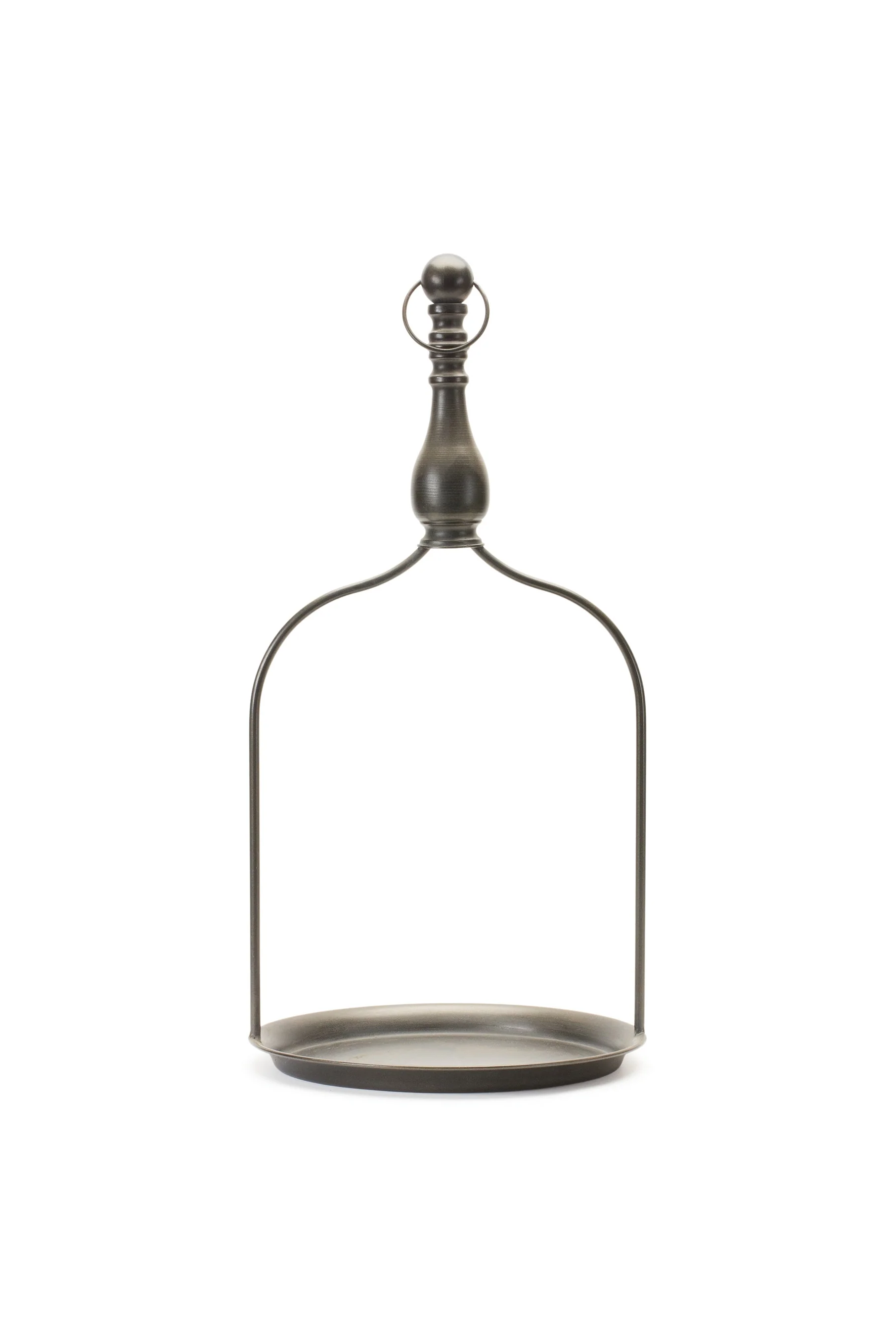 24" Brown Distressed Iron Tabletop Dish Candle Holder